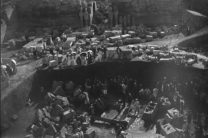 Photograph of ladies viewing excavations.